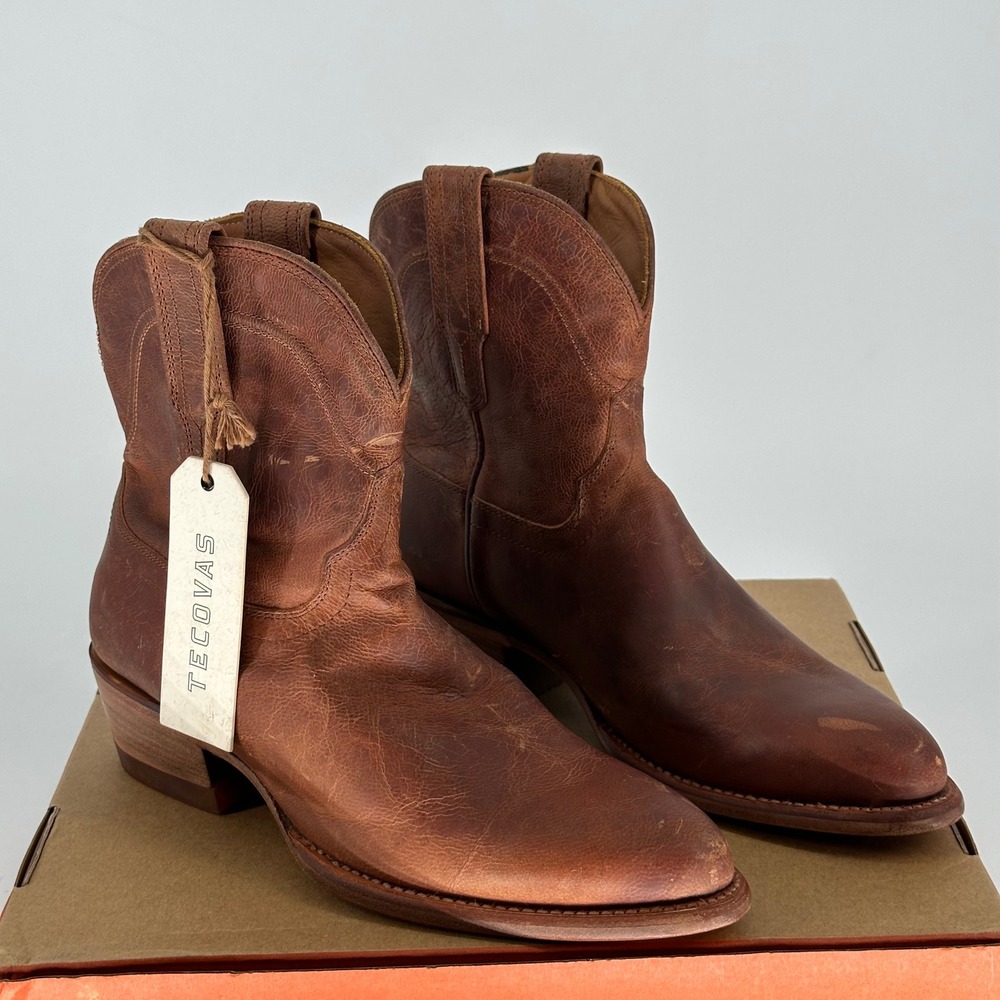 NEW‎ Tecovas Brown Leather Ankle Boots Women's 8 B Western Cowgirl Rodeo